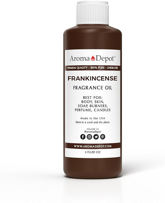 Aroma Depot Frankincense 4 oz. Fragrance Oil I Perfume I Skin Oil I Scented. DIY Projects Such as Candles, Bath Bombs, Body Butters, Creams & Lotions. Few Drops in The Diffuser, Burners, or Warmers.