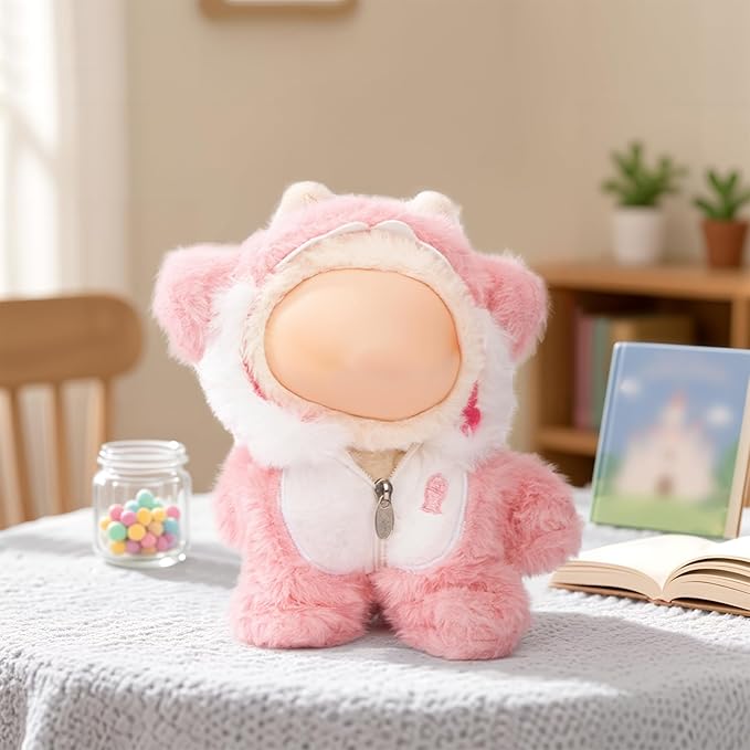 Doll Clothes Outfit Set,17cm Handmade Dolls Keychain Accessories for Kawaii Clothing Set with Details Outfit Accessories, Pink Shark Clothes,Faking Animal Style Outfit Jumpsuit(NO Doll)