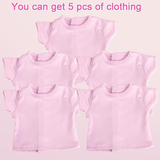 5-Pack Lavender T-Shirts for 18-Inch Bear Short-Sleeve Basic Tees, Fits 18" Bear Doll Clothes (Lavender)