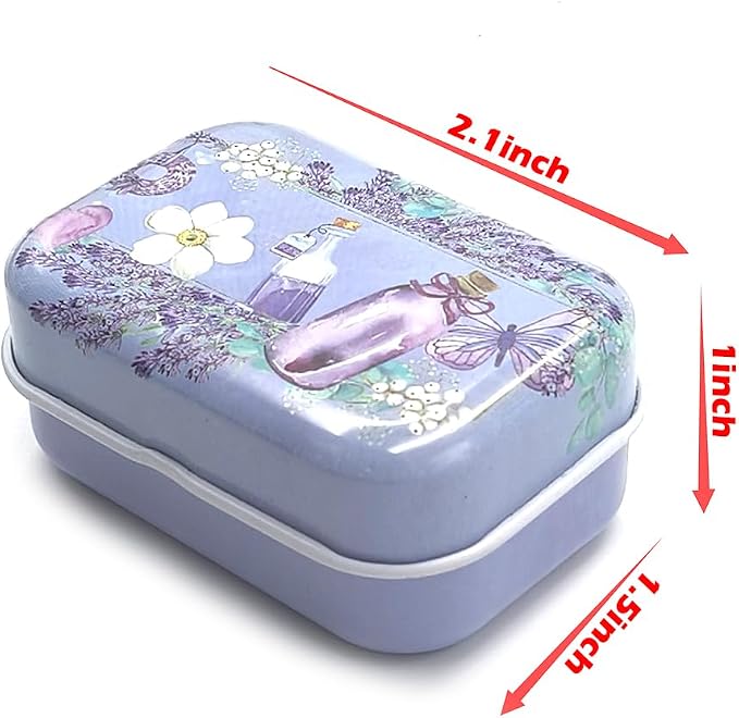 8Pcs Metal Hinged Tin Box Container Floral Farmhouse Rustic Mini Portable Small Storage Container Kit with Lid for Home Storage 2.1x1.5x1 Inch (White)