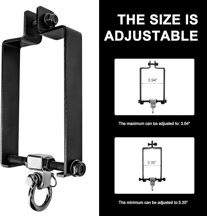 Heavy Duty Swing Hangers with 180° Snap Hooks Metal Swingset Accessories Swing Set Brackets Hardware Swingset Attachments Wooden Sets Playground Porch Outdoor Indoor (Black of 2Pcs)