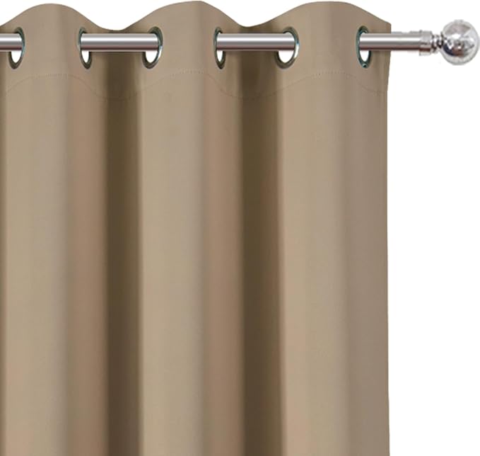 LEMOMO Natural Thermal Blackout Curtains/42 x 95 Inch/Set of 2 Panels Room Darkening Curtains for Bedroom