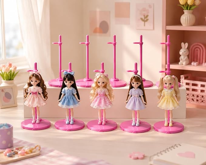 QINGZHE Stands Compatible with Barbie Doll, Pink Doll Stands for Display Barbie,22PCS Stands Compatible with Barbie