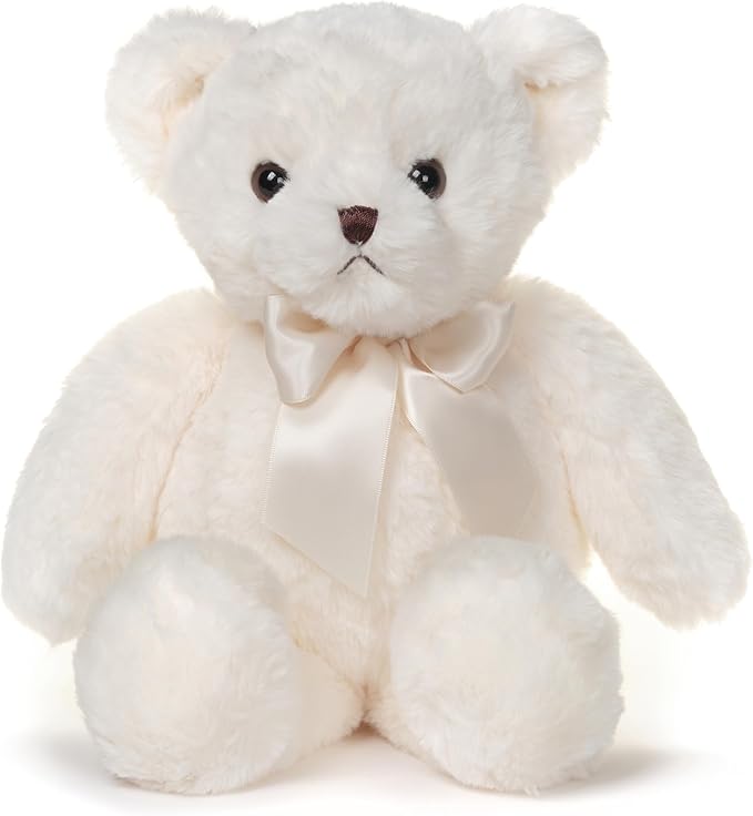 Bearington Chipper 15" White Plush Teddy Bear Stuffed Animal for Birthday Gift - Graduation Gifts Stuffed Animals - Snuggly Toy for Kids, Teens & Adults