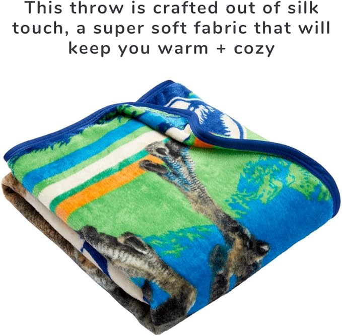 Jurassic World Dominion Rexy T-Rex Kids Bedding Super Soft Silk Touch Throw, 40 in x 50 in, (Official Licensed Product) by Franco