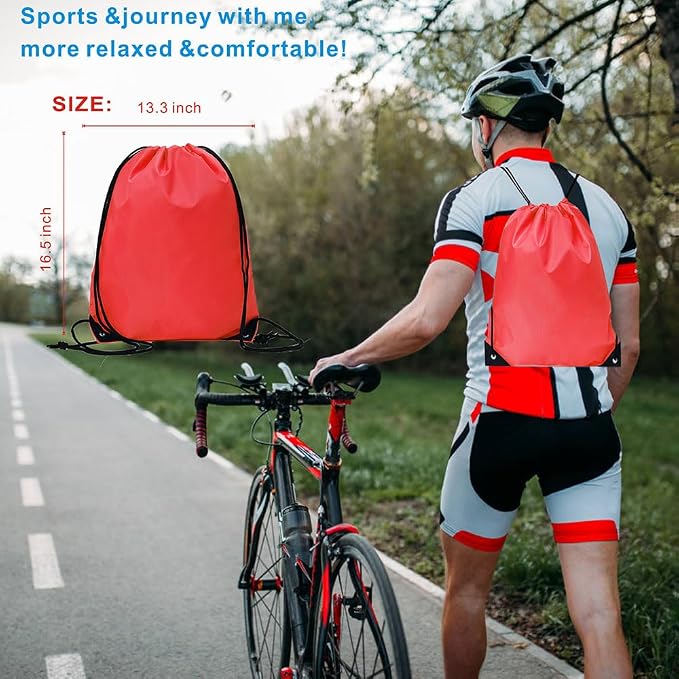 Drawstring Backpack Bulk 30 Packs Draw String Bags for Gym Sports Trip Pedestrianism Cinch Sack DIY for Women Men(Red)