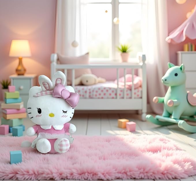 AlphaDesignLuxe Kitty Plush 10” Collectible Kitty Plushie Cute Stuffed Animal Toy Adorable Kawaii Doll (Pink)