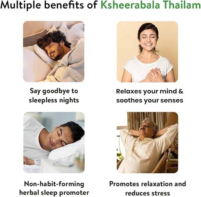 KeralaAyurved Ksheerabala Thailam | Foot Massage Oil with Bala & Cow’s Milk in Sesame Oil | Relaxation, Destress | Herbal | A Soothing Blend to Support a Relaxing Experience (6.76 Fl Oz)