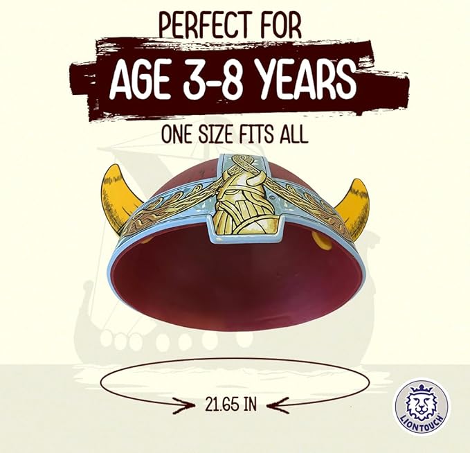 Liontouch - Viking Helmet | For Kids Aged 3-8 Years - One Size Fits All | Chief Harald’s Medieval Foam Toy For Little Warriors & Berserker’s Pretend Play | Durable Accessory For Dress Up & Costumes