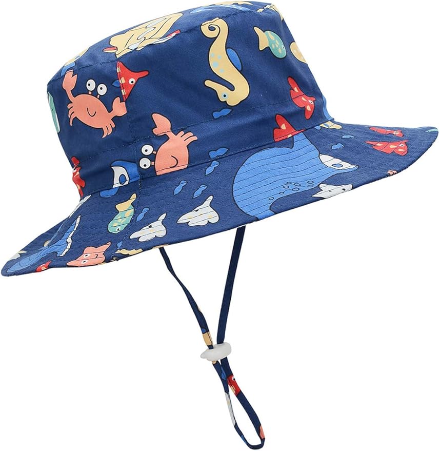 Baby Sun Hat UPF 50+ Sun Protective Toddler Bucket Hat Summer Kids Beach Hats Wide Brim Outdoor Play Hat for Boys Girls