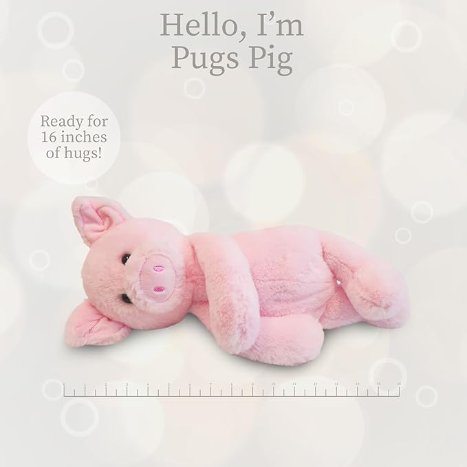 World's Softest Plush Pugs Pig, Lushee, Large, 16" Stuffed Animal for Baby, Toddler, Kids, Adults - Pig Plush Toy-Adorable Toy Made from Kid-Friendly, Quality Materials
