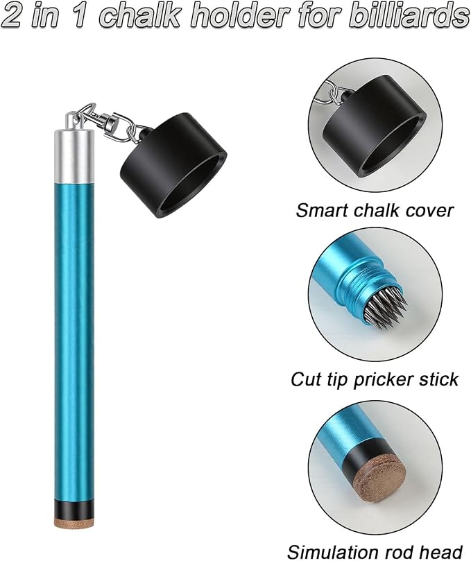 LAKE OF FIRE Pool Cue Chalk Holder – 2-in-1 Billiard Accessory with Pool Chalk Holder & Cue Tip Tool