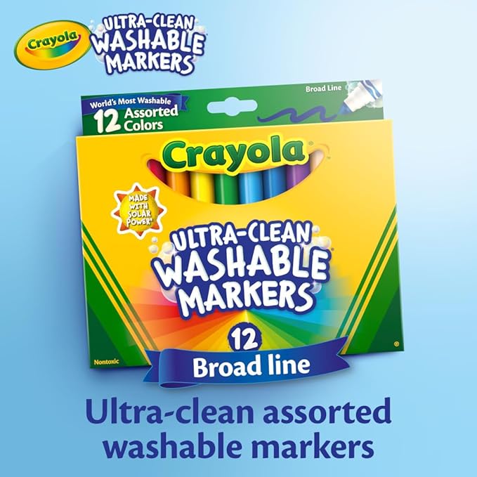 Crayola Broad Line Markers,Washable Markers for Kids,Assorted Colors,Arts & Crafts Supplies,For Coloring Books & Art Projects,Ages 3+,12 Count (Pack of 2)