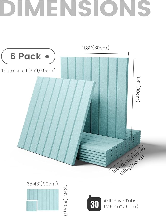 Fluxynara 36" x 24" Large Felt Bulletin Board, Aqua Blue | 6 Pack Cork Board Alternative with 30 Safe Adhesive Tabs, Pin Boards for Wall Decor, Home, Office, Classroom,Dorm