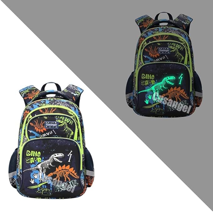 Cusangel 3Pcs Boys Dinosaur Backpack Set with Lunch Box Pencil Case, Dinosaur Backpack for Kids