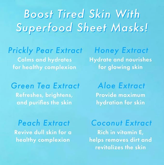 TONYMOLY Super Food Mask Bowl - Antioxidant Korean Face Sheet Mask Set | Packed with superfood extracts rich in antioxidants and vitamins to help revitalize dull, tired-looking skin