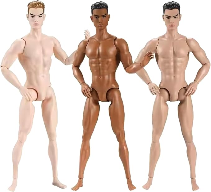 1/6 Scale Action Figure Multi Jointed Posable Male Muscular Action Figure Body with Head for Display Doll Collection, White Body Custom Figures Blank