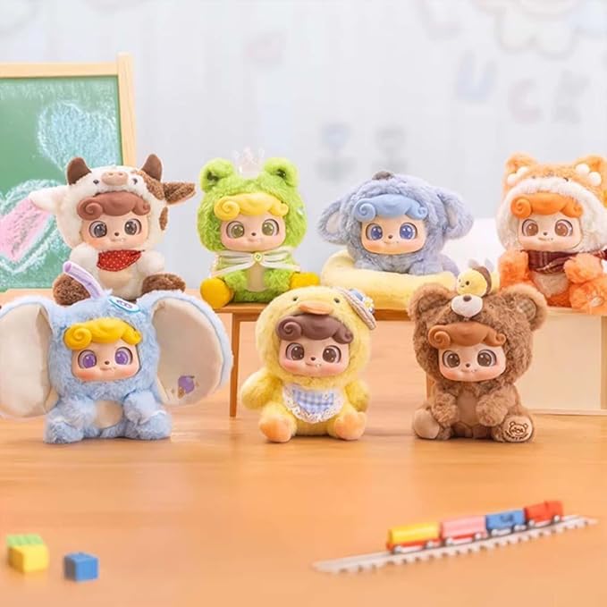 Q.Kid Animal Preschool Plush Series Blind Box 1PC (1 of 7 Possible Styles) Cute Figures Collectible Toys Birthday Gifts (1Pc-Blind Box)