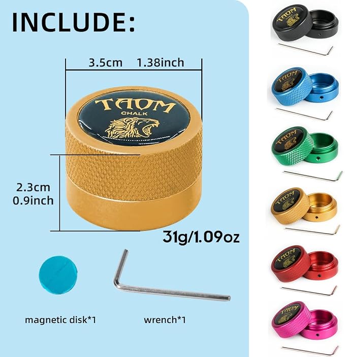 TAOM Pool Chalk Holder Round Shaped Practical Tool Billiards Accessories Magnetic Mini Chalk Tip Case Container Round Box Billiards