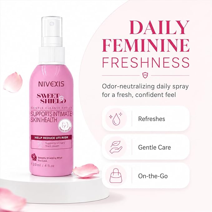 Feminine Intimate Skin Spray, Vaginal Odor Control & Itch Relief, pH Balanced Hygiene Cleanser, Soothes Irritated for Vaginal, Hypoallergenic, Fragrance-Free Hypochlorous Acid Formula, 4 fl oz