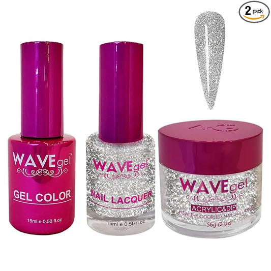 WAVEGEL Soak-Off Gel, Nail Lacquer & Acrylic/Dip Powder Matching Set - Princess Collection - #116 Smart Stone Glitter