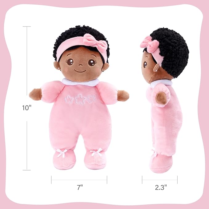 OUOZZZ Black Baby Doll for 1 Year Old Girl Gifts - First African American Baby Dolls Toys for Girl Birthday Christmas Plush Gift for Toddler 10"