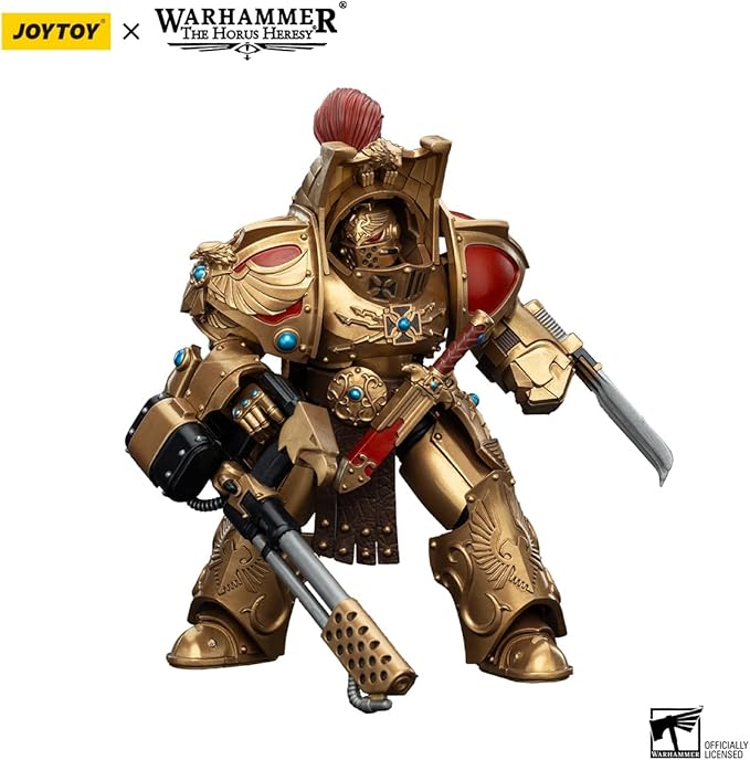 JOYTOY Warhammer The Horus Heresy Legio Custodes Aquilon Terminator Squad Aquilon with Infernus Firepike 1:18 Scale 5.4in Action Figure Mecha Joy Toy Collection Model
