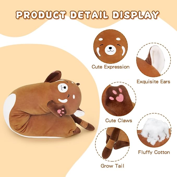Cute Long Raccoon Plush Toy, Soft Hugging Pillow, Kids Gift (Orange, 19.68Inch/50cm)