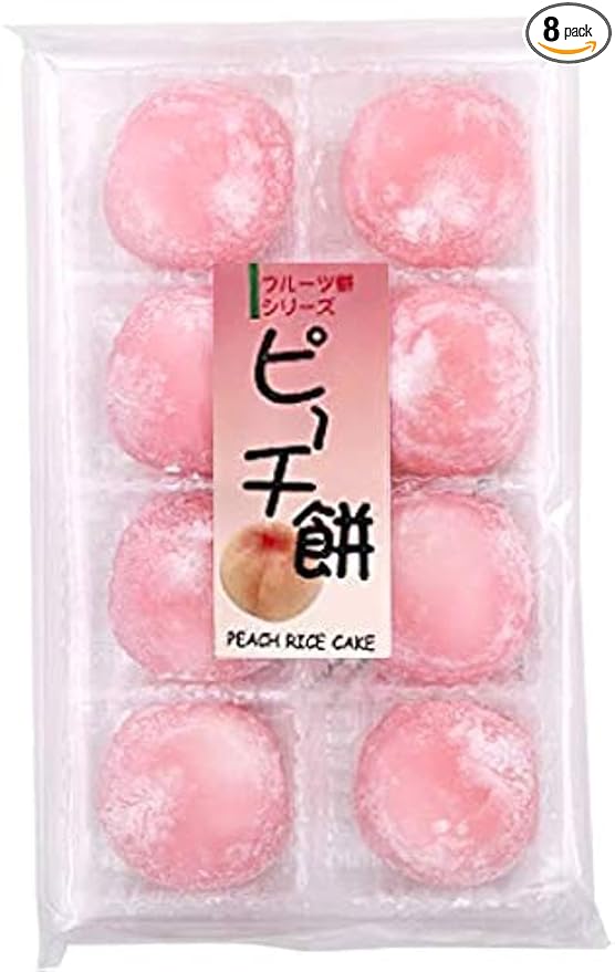 Fruits Mochi Peach Flavor Japanese Rice Cake (8 pcs) - 7.4oz/210g (Pack of 1)