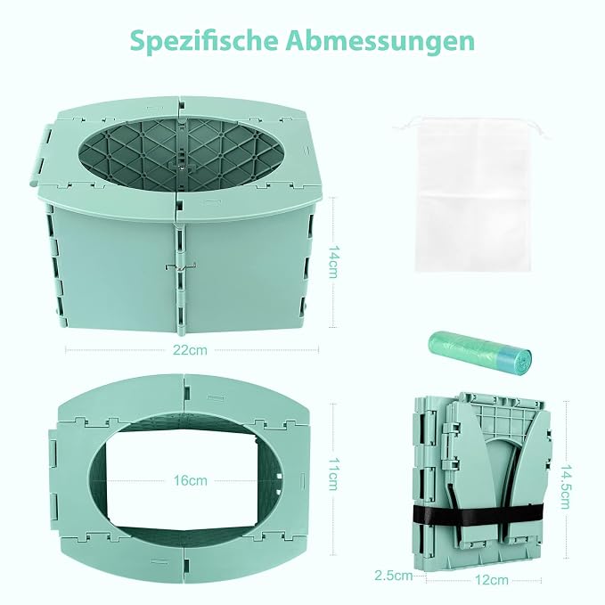 Travel Potty for Kids, Reusable Portable Folding Potty for Toddler, Foldable Toilet for Outdoor Camping, Toddler Potty Seat (Green)