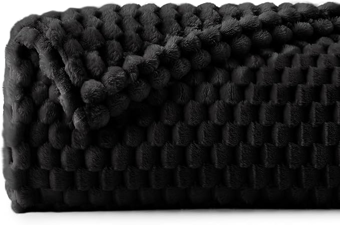 BEDELITE Black Throw Blanket for Couch, Soft Cozy Gifts for Women, 50 * 60 | 3D Jacquard Decorative Fleece Blanket, Super Soft Plush Throw, Cute Birthday Gift for Women & Men, Suitable for All Seasons