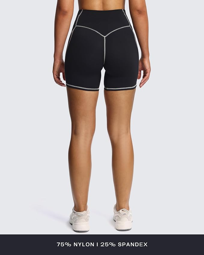Aoxjox Lexi Lined Workout Biker Shorts for Women Tummy Control High Waisted Exercise Athletic Gym Running Yoga Short 6"