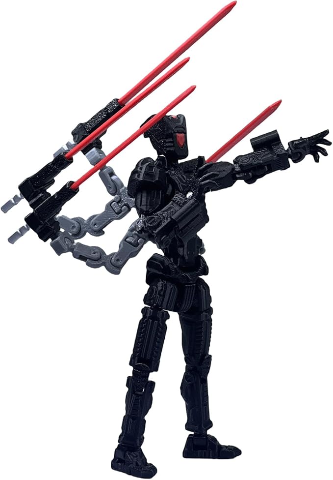 Assembly Completed T13 Action Figure,3D Printed Multi-Jointed Movable, Nova 13 Action Figures Desktop Decorations for Game Lovers Toy (Black)