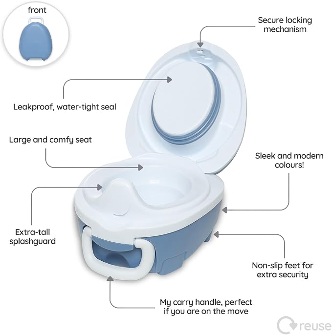 My Carry Potty - Blue Pastel Travel Potty, Award-Winning Portable Toddler Toilet Seat for Kids to Take Everywhere