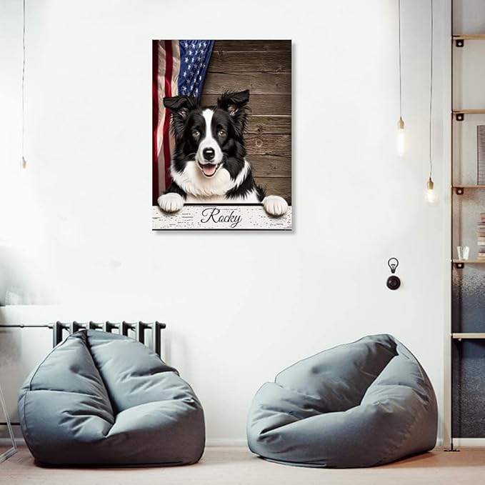 Custom Wooden Jigsaw Puzzles with Your Dog's Name on Border Collie Art Print - 300 500 1000PCS Puzzles Game and Home Wall Decor