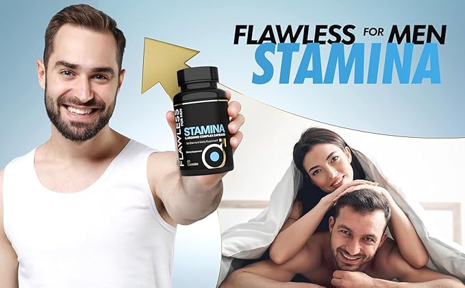 FLAWLESS FOR MEN Stamina | Extra Firm Hard On Pills | Fast Acting L-Arginine, L -Citrulline & Nitric Oxide Supplement for Men | Promotes Male Vitality, Blood Flow and Endurance | 60 Capsules