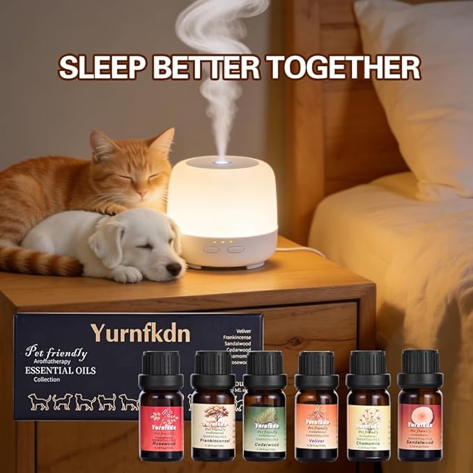 Pet Friendly Aromatherapy Essential Oils Collection,Safe for Dogs and Cats,Natural Relaxation and Stress Relief,Suitable for Aromatherapy Diffuser Bottles,Incense Sticks, and Candles Making (6, small)