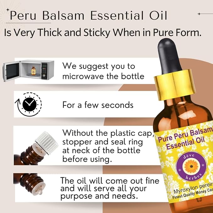 dève herbes Peru Balsam Essential Oil (Myroxylon pereirae) Pure | Viscous Texture | Rich Aroma | Unisex | All Skin Types | for External Use Only | Natural Extract | Steam Distilled 30ml (1 oz)