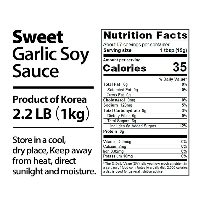 Foodrella Korean Fried Chicken Sweet Garlic Soy Sauce (마늘간장치킨소스), 2.2 LB (1kg)