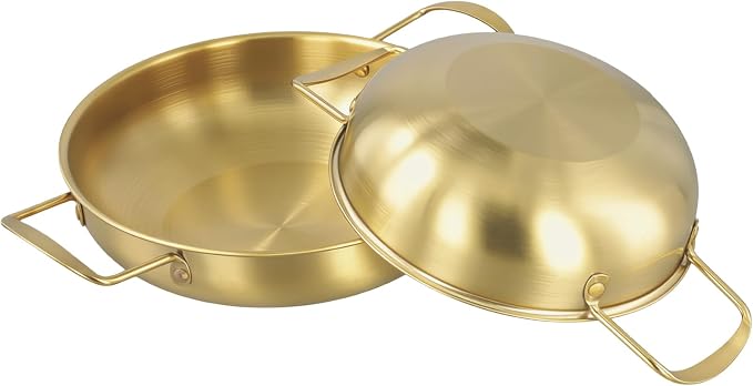 JOIKIT 4 Pack Korean Ramen Pot with Handles, Stainless Steel Ramen Cooking Pan, Golden Soup Pot for Noodles, Pasta, Home and Outdoor Use, Dishwasher Safe (7.2in,9.1in, 9.9in, 10.7in)