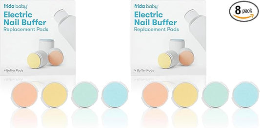 Frida Baby Electric Nail Buffer Replacement Pads | Safe + Easy Grooming, Trimming, and Nail Filing for Newborn, Toddler, or Children's Fingernails and toenails, 4 Buffer Pads (Pack of 2)