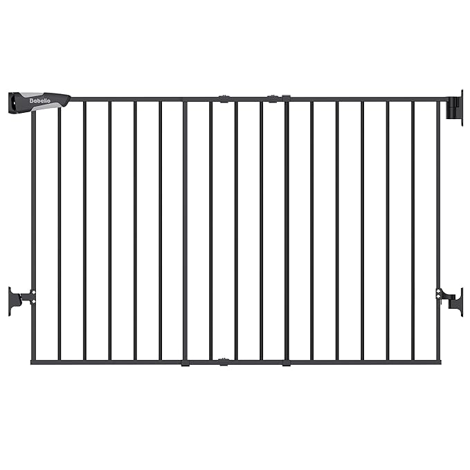 Babelio 31.5-55" No Bottom Bar Baby Gate Extra Wide, 2-in-1 Auto Close Dog Gate for The House, Stairs and Doorways, with Large Walk Thru Door, Black