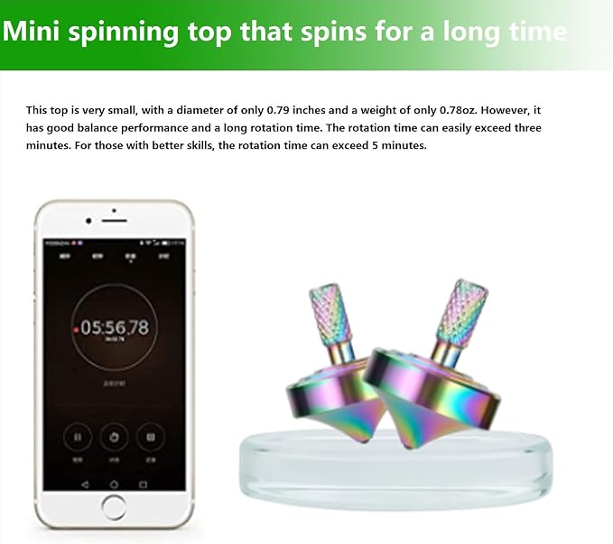 Stainless Steel Spinning Top, Precision Mini Desktop Gyroscope, Kill Time Reduce Stress ADHD Toys, Perfect Balance Gyro (Iridescent Style 3)