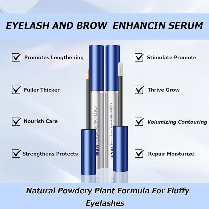 Lash and Brow Serum With 15 Plant Extracts for Longer Lashes，Eyelash and Eyebrow Growth Serum For Thicker and Fuller Lashes