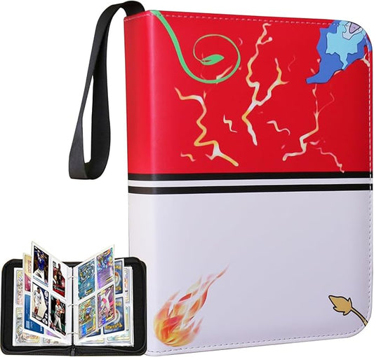 4-Pocket Trading Card Binder with Zipper, 400 Card Holder Album, PU Leather Card Collection Book, Fits Standard Size Trading Cards, Sports Cards & Game Cards