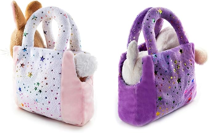 My OLi Plush Pet Set Pet Carrier Stuffed Animal Purse with Bunny and Sheep Plush Toy Gift for Kids and Girls