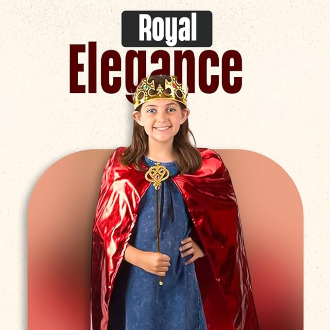 Tigerdoe King Party Set for Children - Royal King Costume - 24 pc Set for Kids- Dress Up for Pretend Play- Child Role Play- Costume Accessories