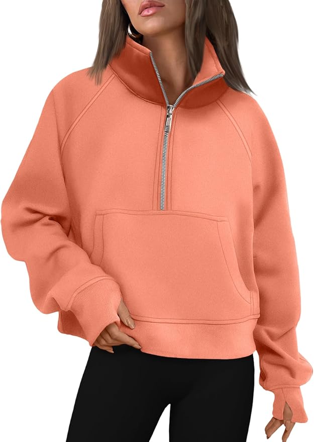 AUTOMET Womens Sweatshirts Half Zip Fleece Pullover Fall Outfits | Fall Fashion Clothes 2026,Cropped Sweatshirts,Cute Y2k Tops,Quarter Zipper Sweater,Winter Loungwear Outfits