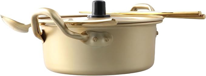 Leadigol Ramen Pot, Korean Ramen Cooking Pot With Lid Spoon and Chopsticks, Fast Heating For Kitchen Cookware (Double handle)