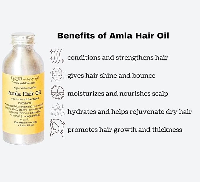 Amla Hair Oil - Organic Indian Gooseberry Herbal Oil | Nourishes Hair and Scalp | Ayurvedic Recipe | 4 FL OZ
